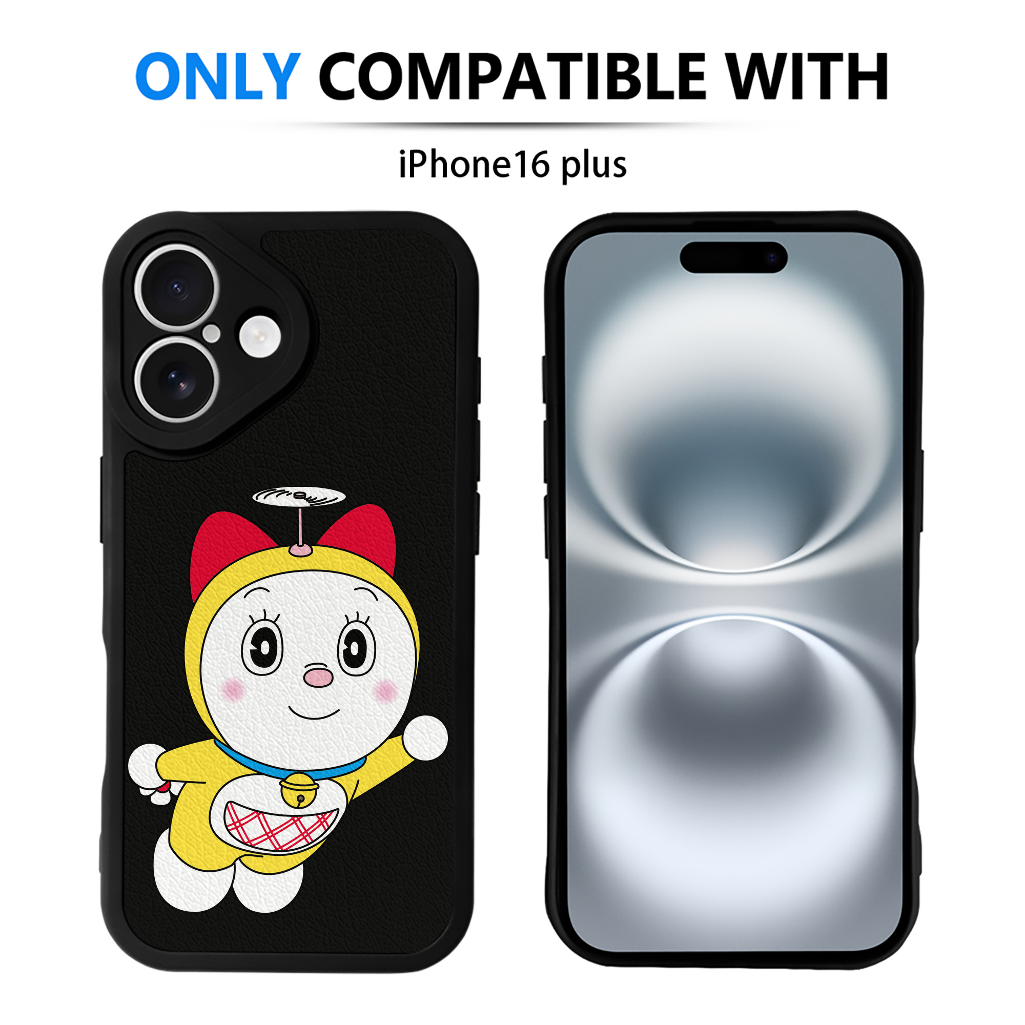 （画像用） ドラえもん ドラミ Doraemon Dorami 【iPhone 16シリーズ対応】シリコンスマホケース（レザー調） 材質：シリコン